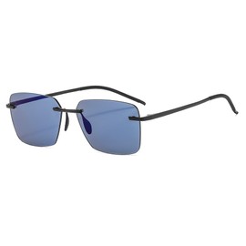 PUKCLAR Men's Sunglasses, Polarized Lightweight, Frameless Design, Nylon Polarized Lenses, Alloy Frame, Can be Combined with Optical Frames, Exclusive Case and Test Card Included, M03 Blue-Coated Lens