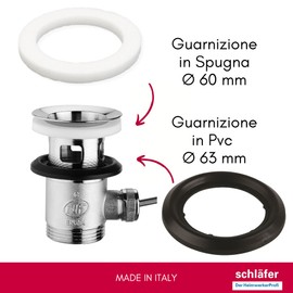 Schläfer 189413 | Bathroom Sink Drain Gasket, 1 1/4 Seals for Norton Drain, Seals for Pop Up Drain Assortment of Sponge and PVC Gaskets. Pack of 4