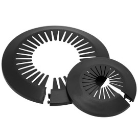 INDPROD Flange Pipe Cover Decoration, 4.72" to 5.51" Plumbing Cover Plates Escutcheon for Radiators, Water Drain Pipe Line Cover, PP Wall Flange Plumbing Cover Plates, Black, 1 Piece (120mm-140mm)