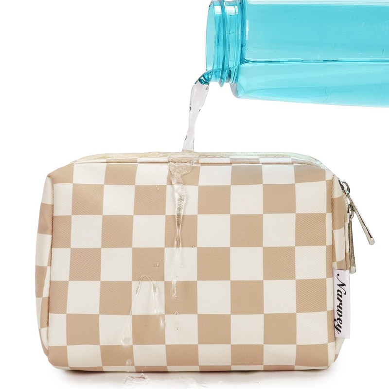 Narwey Small Checkered Makeup Bag for Purse Mini Cosmetic Bag