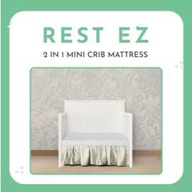 Evolur Rest EZ 2 in 1 Mini Crib Mattress, JPMA and Greenguard Gold Certified, Crafted from Recycled Sustainable Materials, White