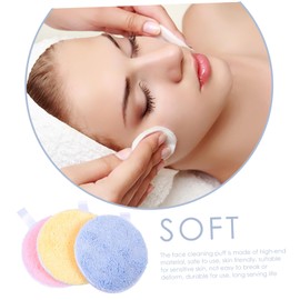 FRCOLOR 3Pcs Rounded Makeup Face Pads Soft Washable Cosmetic for Easy Cleansing and Application Lightweight and Compact for Daily Use and Gifting Yellow