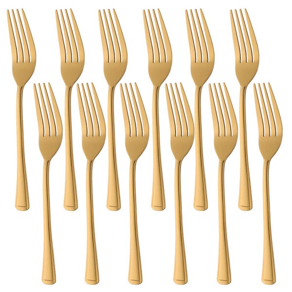 Buyer Star Forchette da 12 pezzi, set di forchette in acciaio inossidabile dorato per cucina domestica o ristorante