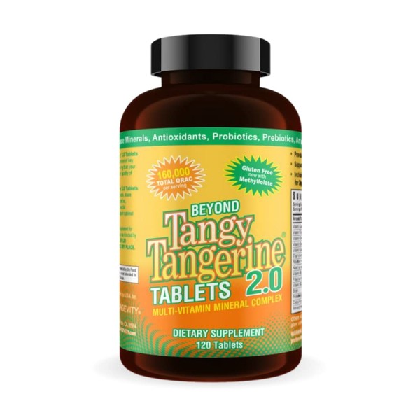 Youngevity Beyond Tangy Tangerine 2.0 Multi-Vitamin & Mineral Complex - Made with Natural & Whole Foods | 160,000 ORAC | 120 Tablets | 1 Bottle