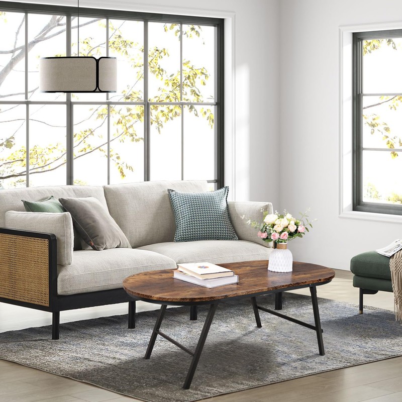 FEUFOAM Folding Coffee Table for Living Room Industrial Brown Small