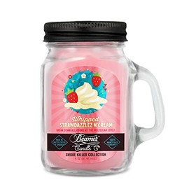 Whipped Strawdazzlez N Cream Candle – Sweet Strawberry & Creamy Vanilla Scent – Small 4oz Mini Mason Jar Candle by Beamer Candle Co.