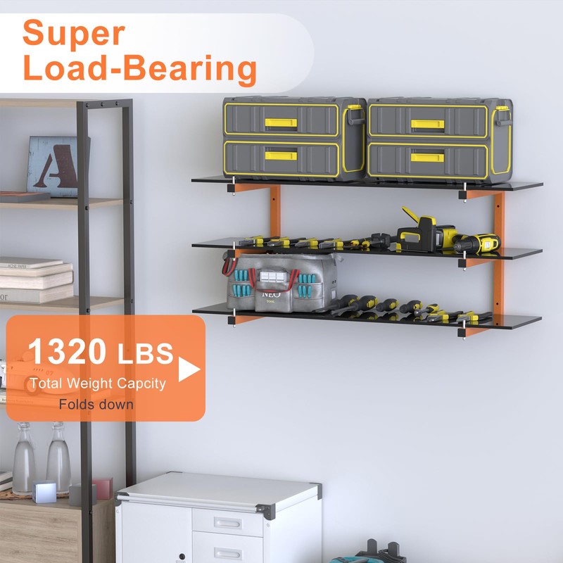 Lumber Rack Wall-Mounted Lumber Storage Rack, Heavy Duty Wood Storage