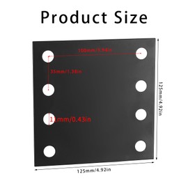 Pack of 2 Flat Connectors, Perforated Sheet, Perforated Plate, Metal, Wood Connector, Connecting Sheet, Flat Connection Plate Connector for Repair Wood, Furniture Mounting Plate, Black (125 x 125 mm)