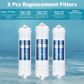 Yescom Replacement Water Filters Sediment Water Filter Cartridge PP GAC CTO RO UF Water Purifier Stage 1-3 3 Pack