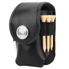 Alvinlite Golf Ball Bag Tee Holder Belt Bag PU for Golf Accessories for 2 Balls, 3 Golf Tees and 1 Golf Divot (Black) Golf Ball Bag