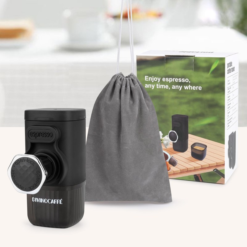 DIVINOCAFFÉ Mini Espresso Machine, Portable Espresso Maker Compatible for Capsules