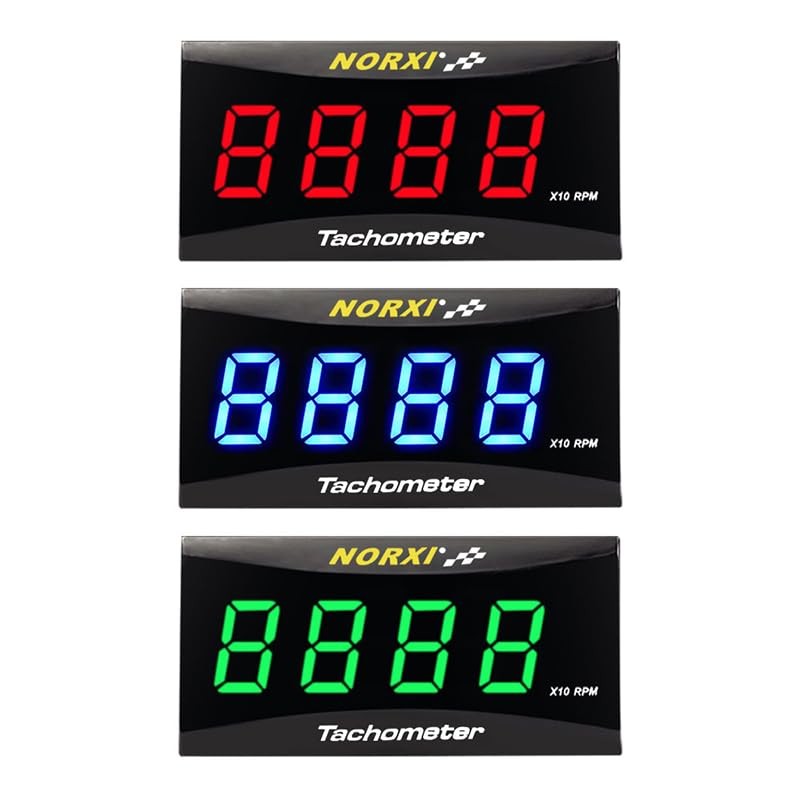 Norxi Universal Motorcycle Tachometer, Vehicle RPM Meter, Waterproof Digital Tachometer,