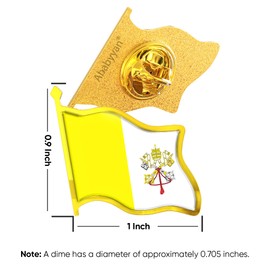 Vatican City (Holy See) Flag Lapel Pin - Enamel Metal National Badge | World Travel Souvenir Gift for Men Women | Country Flag Patriotic Brooch Bulk Pack of Pins for Hat, Tie, Clothes, Backpack (1pc)
