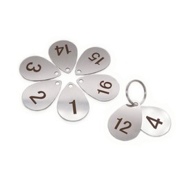 NanTun 304 Stainless Steel Drop Shape Key Tags with Ring 10 pcs, Laser Number ID Tags Keychain, Numbered Key Rings - 1 to 10