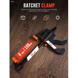 Clamps for Woodwork 6 Inch 2 Pack Clamps Quick Grip Ratchet Bar Clamp Spreader with Quick Release Clips, F Clamps Adjustable Woodworking Tools for Carpenters, DIY, Handmade Crafts