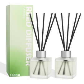 Aeeteek Reed Diffuser, Gardenia Scented Oils, Air Freshener Essential Oil Set with Diffuser Sticks, 3.4 oz Long Lasting Home Fragrance for Bedroom Office Shelf Bathroom Decor (2-Pack)