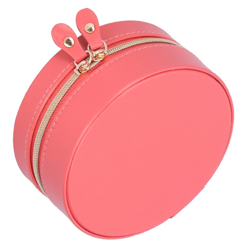 Round Portable Jewelry Box Organizer Display Storage Case for Rings