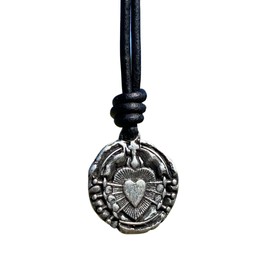 Gold Sacred Heart of Jesus Necklace - Seven Sorrows of Virgin Mary, Catholic Devotion, God's Love Pendant, Men Gifts, Passionate Faith, Small Charm, Christian Accessories, Men Gift to Wife (Silver)