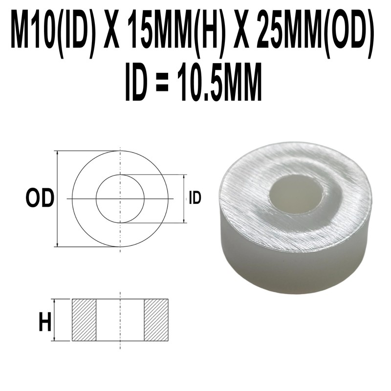 M10 Wide White Nylon Spacers Insulating Washers for M5 M6