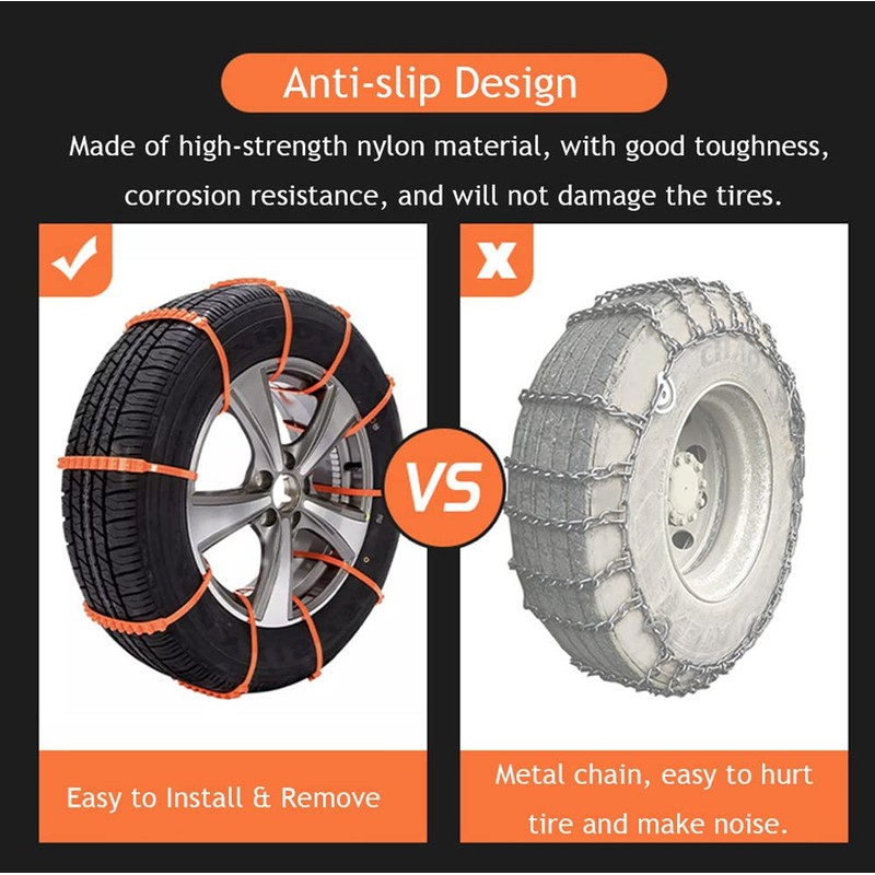 Snow Chains for Car, 12 PCS Universal Adjustable Snow Tire
