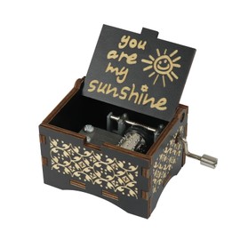 Xunboo Hand Crank Music Box Wooden Retro Music Box You Are My Sunshine Music Gift for Child Wife Husband and Friends (Black)