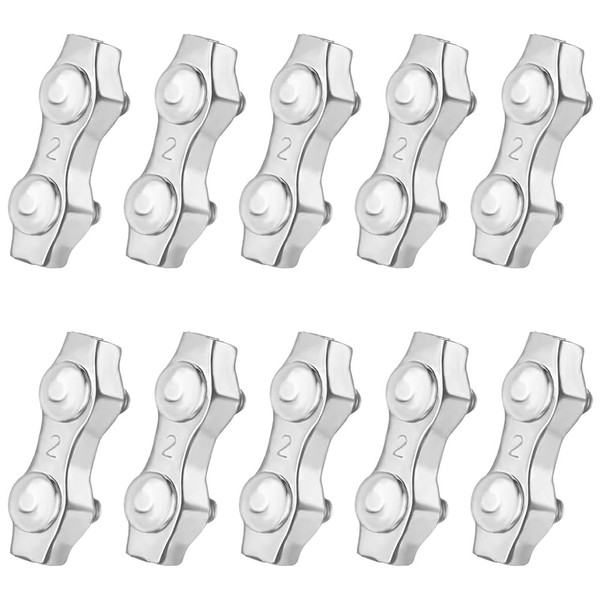 Sarini 10PCS M2 Wire Rope Clamp Stainless Steel Duplex Clamp