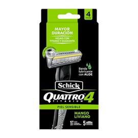 Schick Quattro Máquina para Afeitar para Hombre + 4 Cartuchos