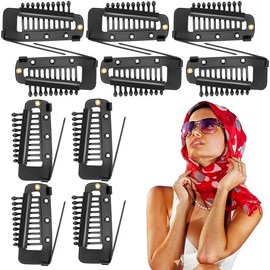 8Pcs Hair Chunni Clips with Safety Pin, 10-Tooth Stainless Steel Dupatta Clips, DIY Hair Wig Clips Setting Chunni Clip for Women