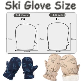 Children's Winter Ski Gloves Waterproof Mittens Gloves Snow Gloves Windproof Warm Fleece Skiing Snowboard Riding Running Gloves Children's Gloves for Girls Boys 2-8 Years