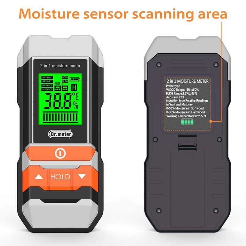 Wood Moisture Meter, 2 in 1 Pin & Pinless Moisture