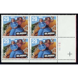 1993 Oklahoma Musical Plate Block of 4 29c Postage, Sc# 2722, MNH, OG