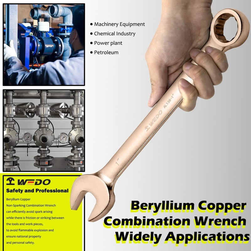 WEDO Non-Sparkling Combination Spanner 8 mm Length 120 mm Non-Magnetic