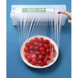 JCAKES Cling Film Stretch Cling Film Roll 30 cm x 3000 cm / 1TF x 100 ft + Cling Film Cutter Dispenser for Preserving Food, Fruit and Drinks in the Kitchen