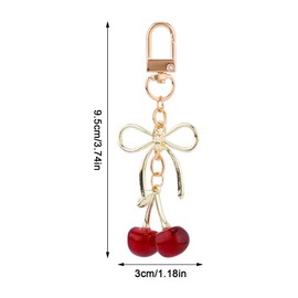 BOXOB Cherry Keychain, Cute Cherry Bag Charm With Key Ring Sparkling Purse Charm Shiny Keychain for Women Purse Handbag Car Key (Red)