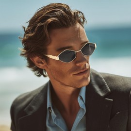 HEFANG Fashion Design Sunglasses Men, UV400 Protection Sunglasses Women, Gifts for Women, Gold, brown