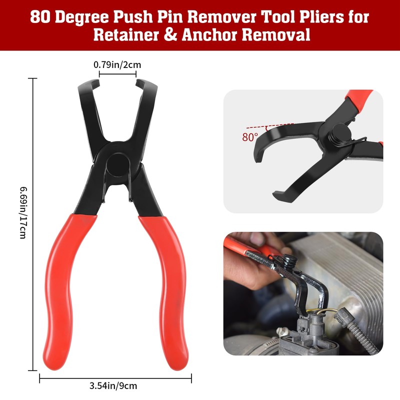 TOOLEAGUE 3Pcs Body Clip Pliers Set, 30 Degree and 80