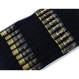 12 Black Anchor Stranded Cotton Embroidery Threads Skeins Per Pack, Cross Stitch Threads 100% Organic Cotton, Friendship Bracelets Threads, Kids Craft Threads for Needlecraft Projects..