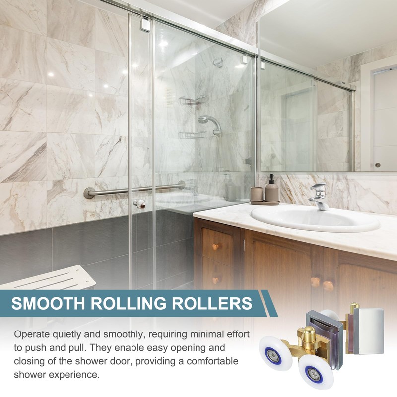 sourcing map 4 Pcs 25mm Double Shower Door Rollers Copper