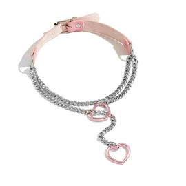 Dtexhif Heart O Ring Slip Chain Choker Necklace for Women Men Stainless Steel Cuban Chain Y-shape Necklaces Punk Rock Collar Adjustable Lariat Y Necklace Prom Necklaces Jewelry, Medium, Stainless
