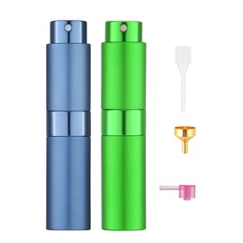 Tekson 8ml Travel Perfume Atomizer Refillable, Mini Cologne Spray Bottle Empty, Small Aftershave Portable Sprayer for Liquid Dispenser (Cyan&Green)