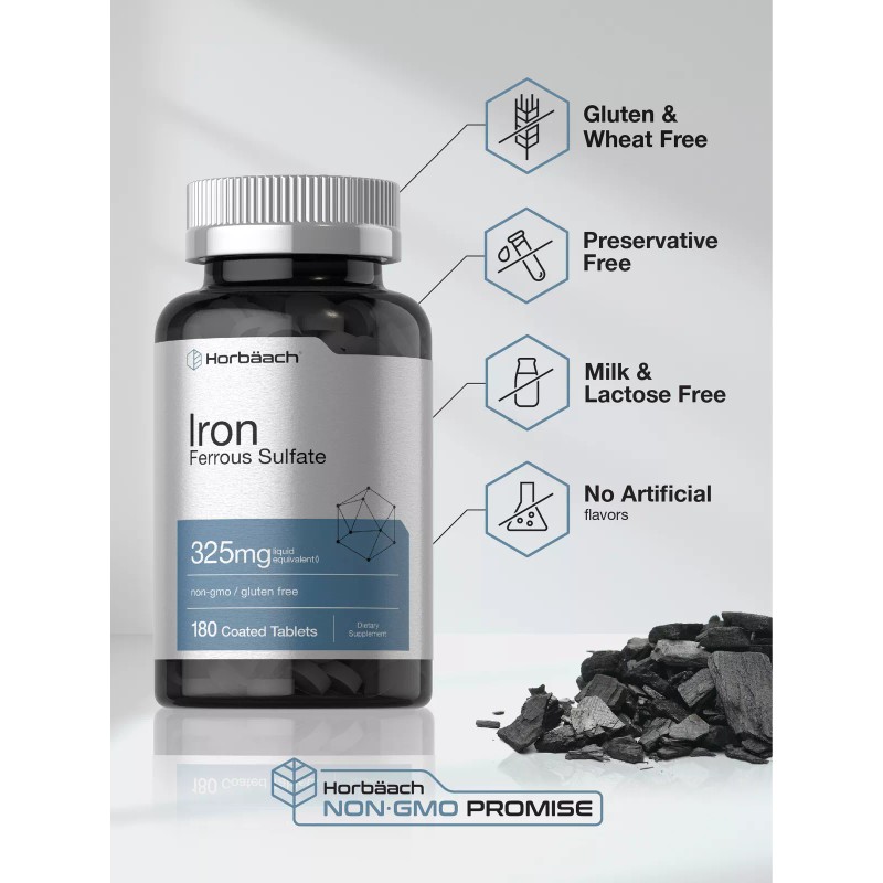 Horbäach Iron Ferrous Sulfate | 325mg | 180 Tablets |