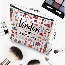 London Travel Gift Makeup Bag, London Lover Souvenirs Gifts, London City Themed Gifts for Traveller Women Friends, London Trip Gift Travel Toiletry Cosmetic Organizer Zipper Pouch Accessories Bag
