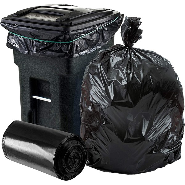 Plasticplace 64-65 Gallon Trash Can Liners for Toter │ 1.2 Mil │ Black Heavy Duty Garbage Bags │ Roll │ 50” x 60” (25 Count)