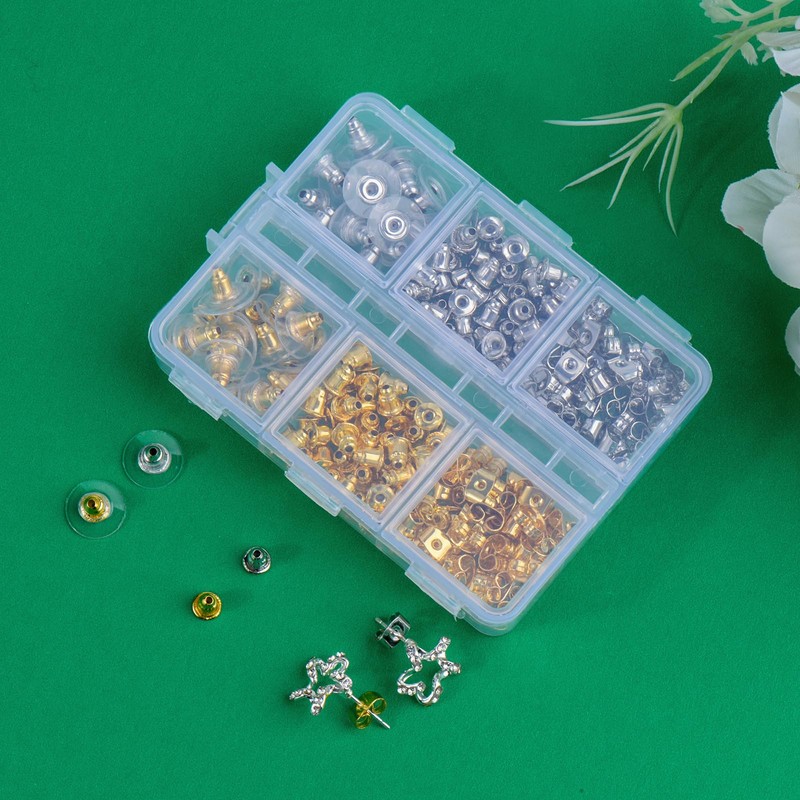 6 Styles Earring Backs for Studs/Droopy Ears/Heavy Earring,170 Pcs Clear