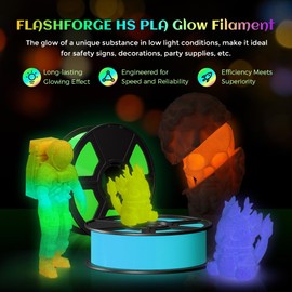 FLASHFORGE Glow in The Dark Rapid PLA Filament 1.75mm, Luminous Melody Fast Color Change Multicolored Rainbow Filament, Max 500mm/s High-Speed Printing, High Brightness and Long-lasting Glowing Effect
