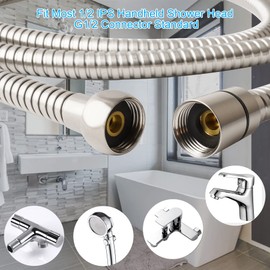 Hibbent All Metal Shower Hose 90 inch (7.5 ft) Bathroom Handheld Shower Head Hose 2.3 meters Extension Replacement Part with Brass Fittings Made of Stainless Steel-Brushed Nickel