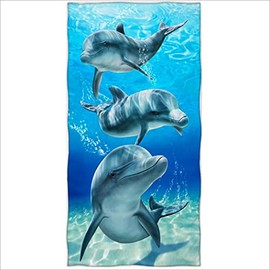 Zomer Beach Towel 70 x 140 cm Printed Microfibre Bath Towel Byron Bay Dolphin