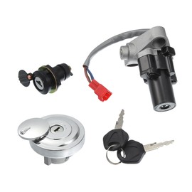X AUTOHAUX 1 Set Motorcycle Ignition Switch Cylinder Fuel Gas Tank Cap Cover Lock Seat Lock w/ 2 Keys for Yamaha V-Star XVS650 XVS650AT XVS1100 Motor Bike Ignition Cylinder Set