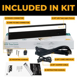 LED Under Cabinet Lighting Hardwired - 3CCT 18 Inch Black Finish - Undercabinet Lights for Kitchen - Linkable Undercounter Dimmable Plug in Light or Hard Wired - Under Counter Fixture Direct Wire