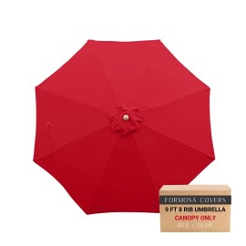 Formosa Covers 9ft Market Patio Umbrella 8 Rib Replacement Canopy Red